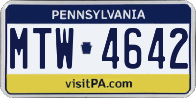 PA license plate MTW4642