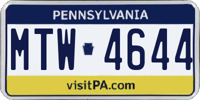 PA license plate MTW4644