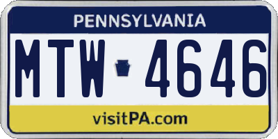 PA license plate MTW4646
