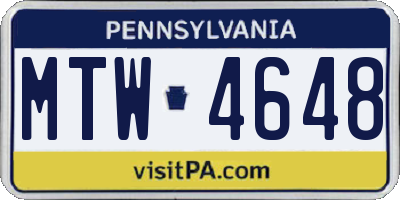 PA license plate MTW4648