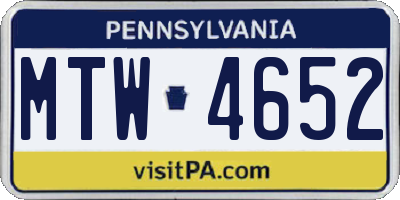 PA license plate MTW4652
