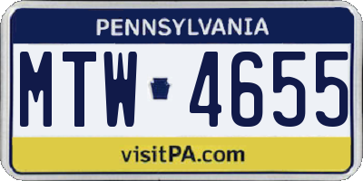 PA license plate MTW4655
