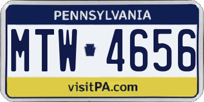 PA license plate MTW4656