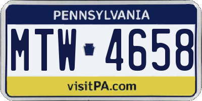 PA license plate MTW4658