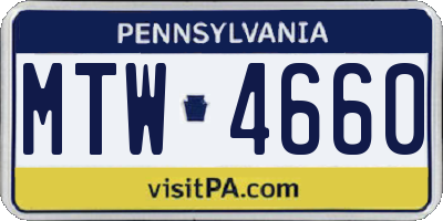 PA license plate MTW4660