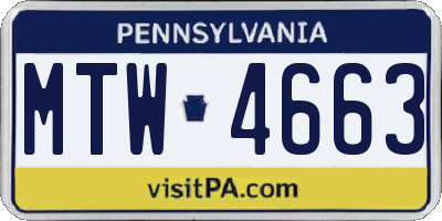PA license plate MTW4663