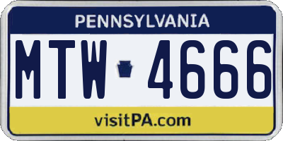 PA license plate MTW4666