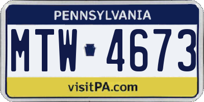 PA license plate MTW4673