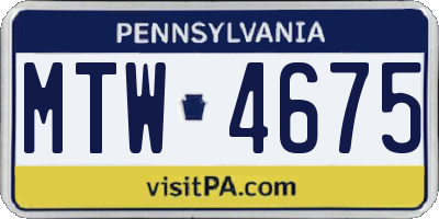 PA license plate MTW4675
