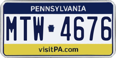 PA license plate MTW4676