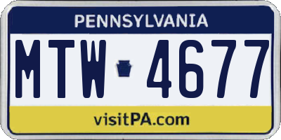 PA license plate MTW4677
