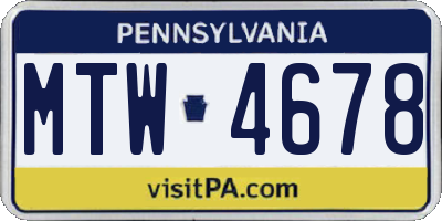 PA license plate MTW4678