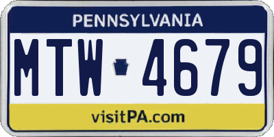 PA license plate MTW4679