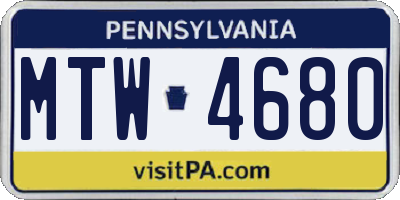 PA license plate MTW4680