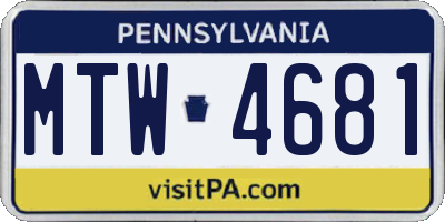 PA license plate MTW4681