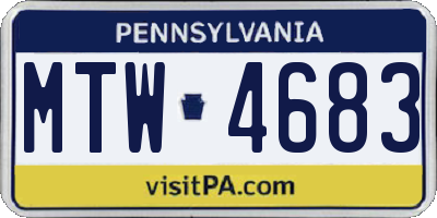 PA license plate MTW4683