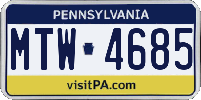 PA license plate MTW4685
