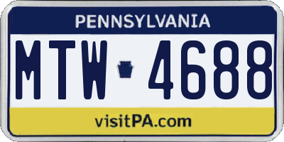PA license plate MTW4688