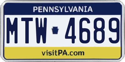 PA license plate MTW4689