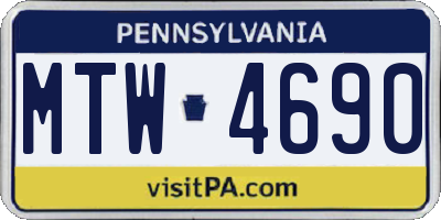 PA license plate MTW4690