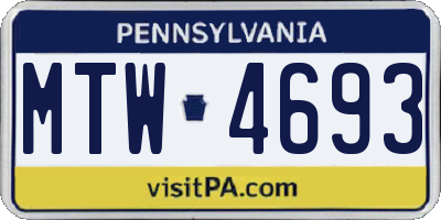 PA license plate MTW4693