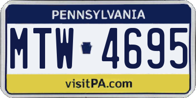 PA license plate MTW4695