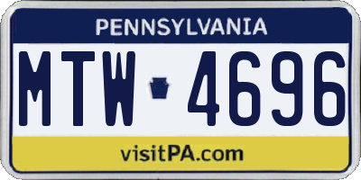 PA license plate MTW4696