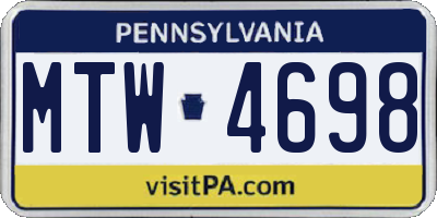 PA license plate MTW4698