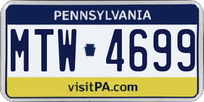 PA license plate MTW4699