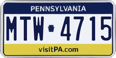 PA license plate MTW4715
