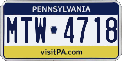 PA license plate MTW4718