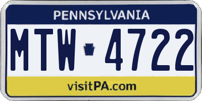 PA license plate MTW4722