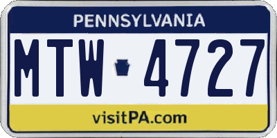 PA license plate MTW4727