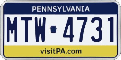 PA license plate MTW4731