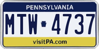 PA license plate MTW4737