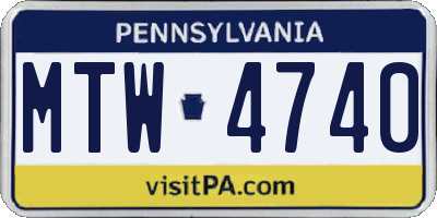 PA license plate MTW4740