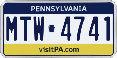 PA license plate MTW4741