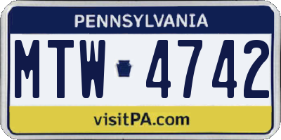 PA license plate MTW4742
