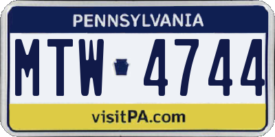 PA license plate MTW4744