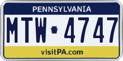 PA license plate MTW4747