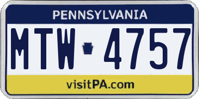 PA license plate MTW4757