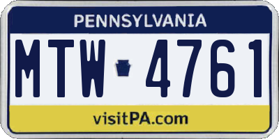 PA license plate MTW4761