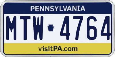 PA license plate MTW4764