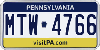 PA license plate MTW4766