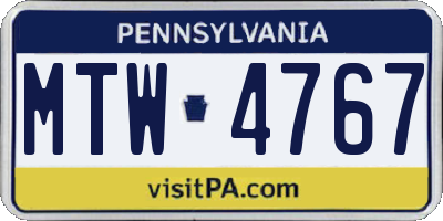PA license plate MTW4767