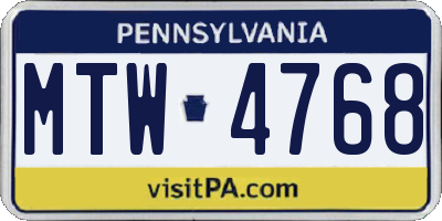 PA license plate MTW4768