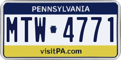 PA license plate MTW4771