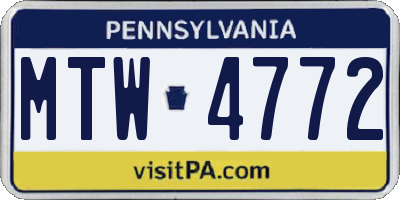 PA license plate MTW4772