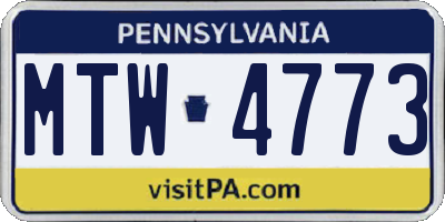 PA license plate MTW4773