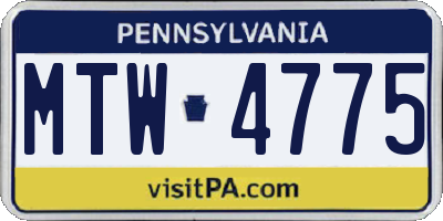 PA license plate MTW4775